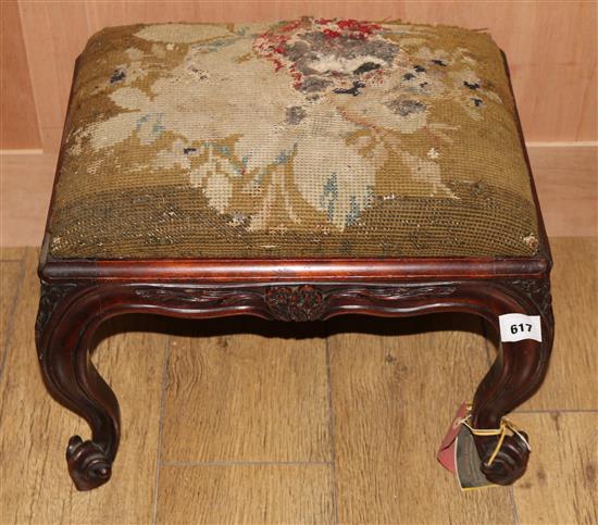 A Victorian mahogany dressing stool